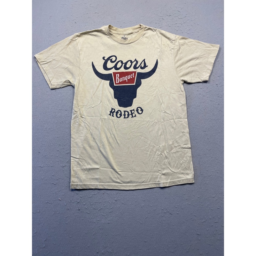 Coors Banquet Rodeo T Shirt Cotton Poly Tan Size Medium Mens